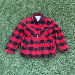 Men's Red and Black Plaid Field Jacket